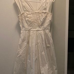 CrispWhite Moschino midi dress with embroidered front and sashed back